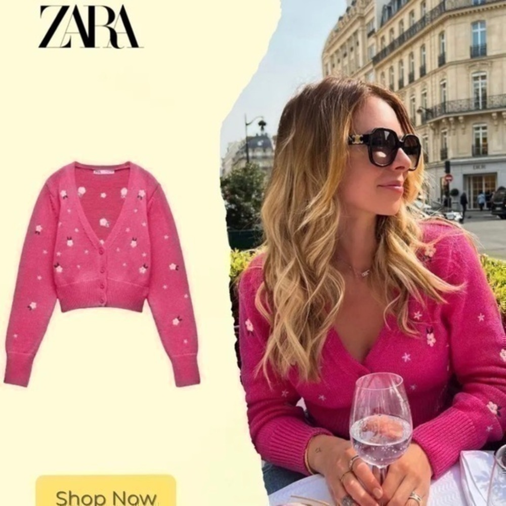 ZARA Embroidered knit cardigan 6771/034